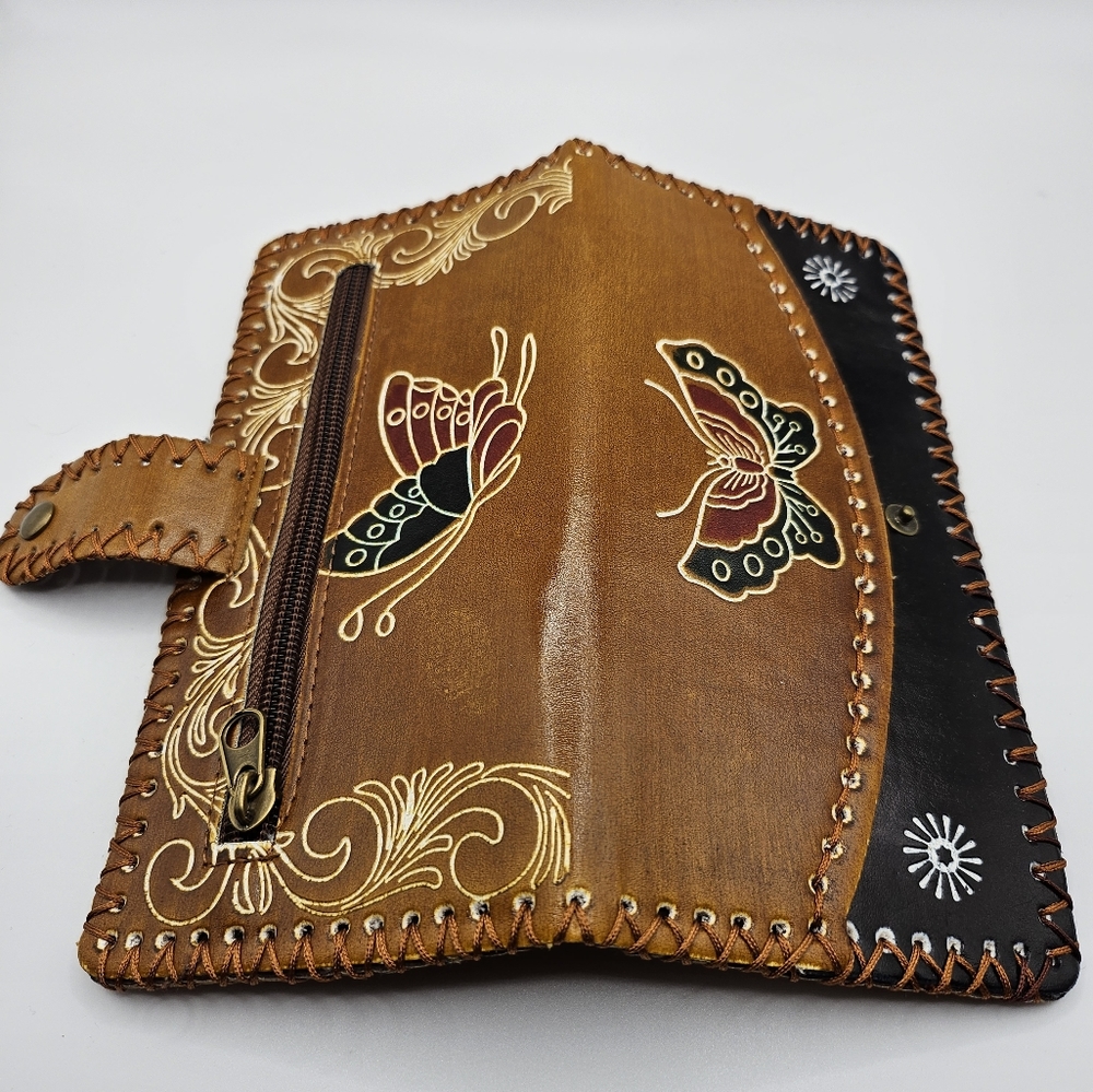 Butterfly leather wallet